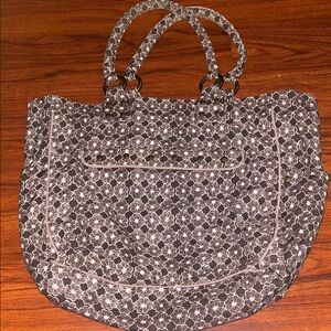 VINTAGE GAP Floral Patterned Tote Bag - Brown/White 2002